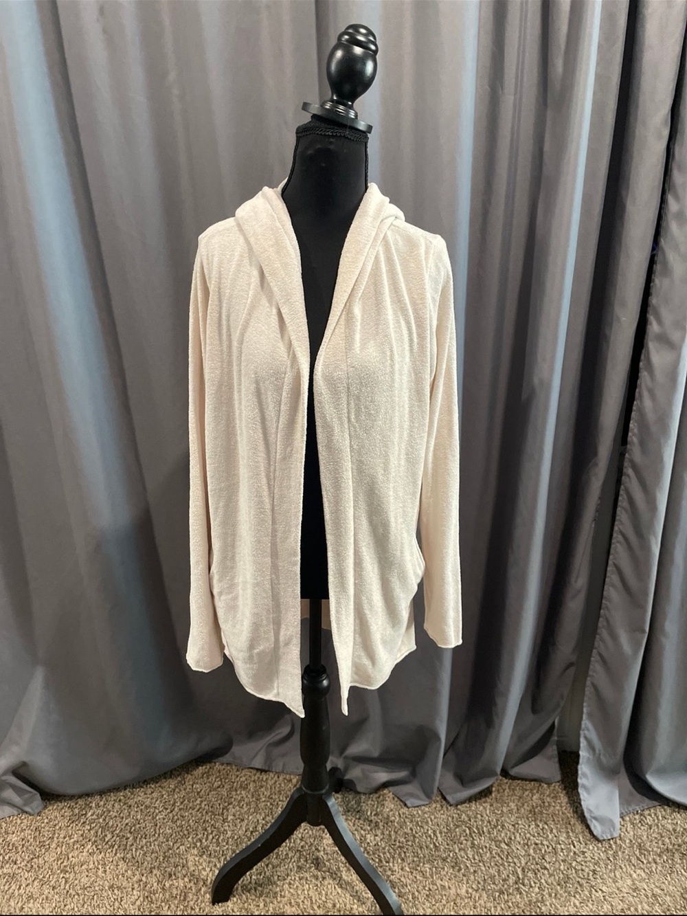 barefoot dreams, cozy chic lite open hooded cardigan, size small